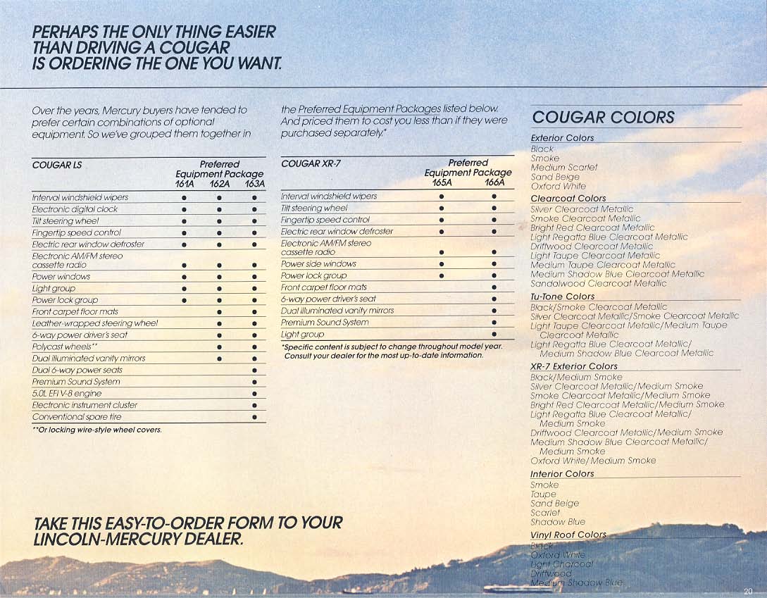 1987 Mercury Cougar Brochure Page 2